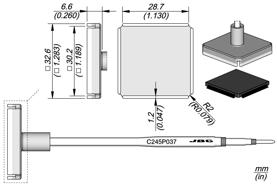 C245P037 - MQFP 144-P Cartridge 28.7 x 28.7